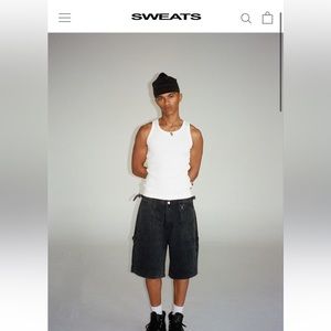 Sweats Collective DENIM UTILITY SHORT - WASHED BLACK